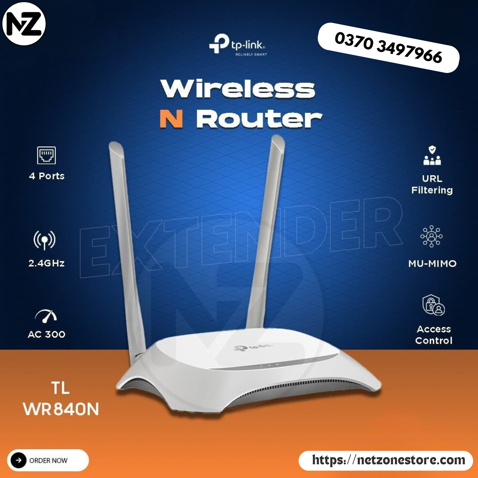 TP-Link TL-WR840N Router front view